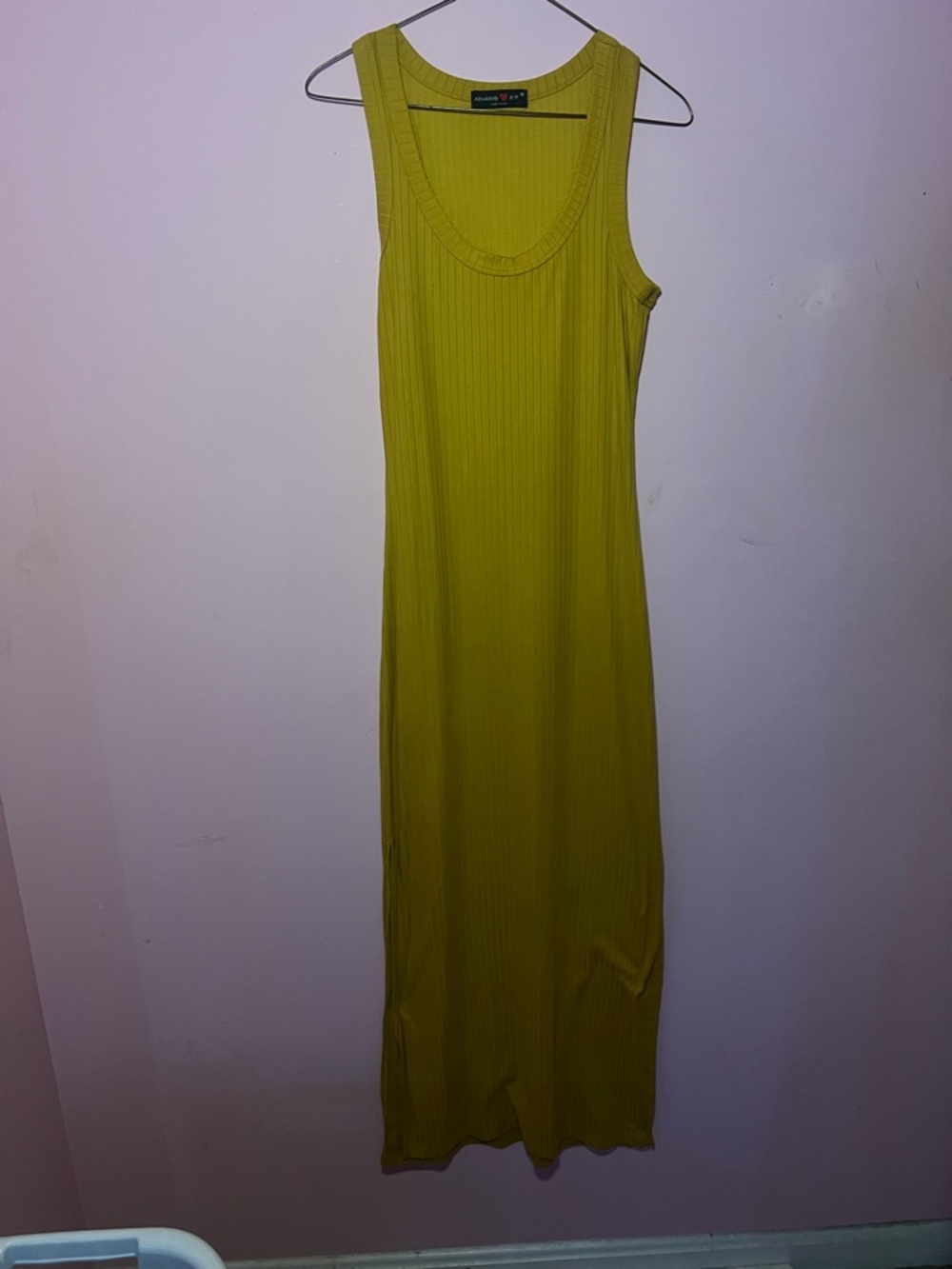 Ribbed Scoop Neck Maxi Dress - Mustard Yellow